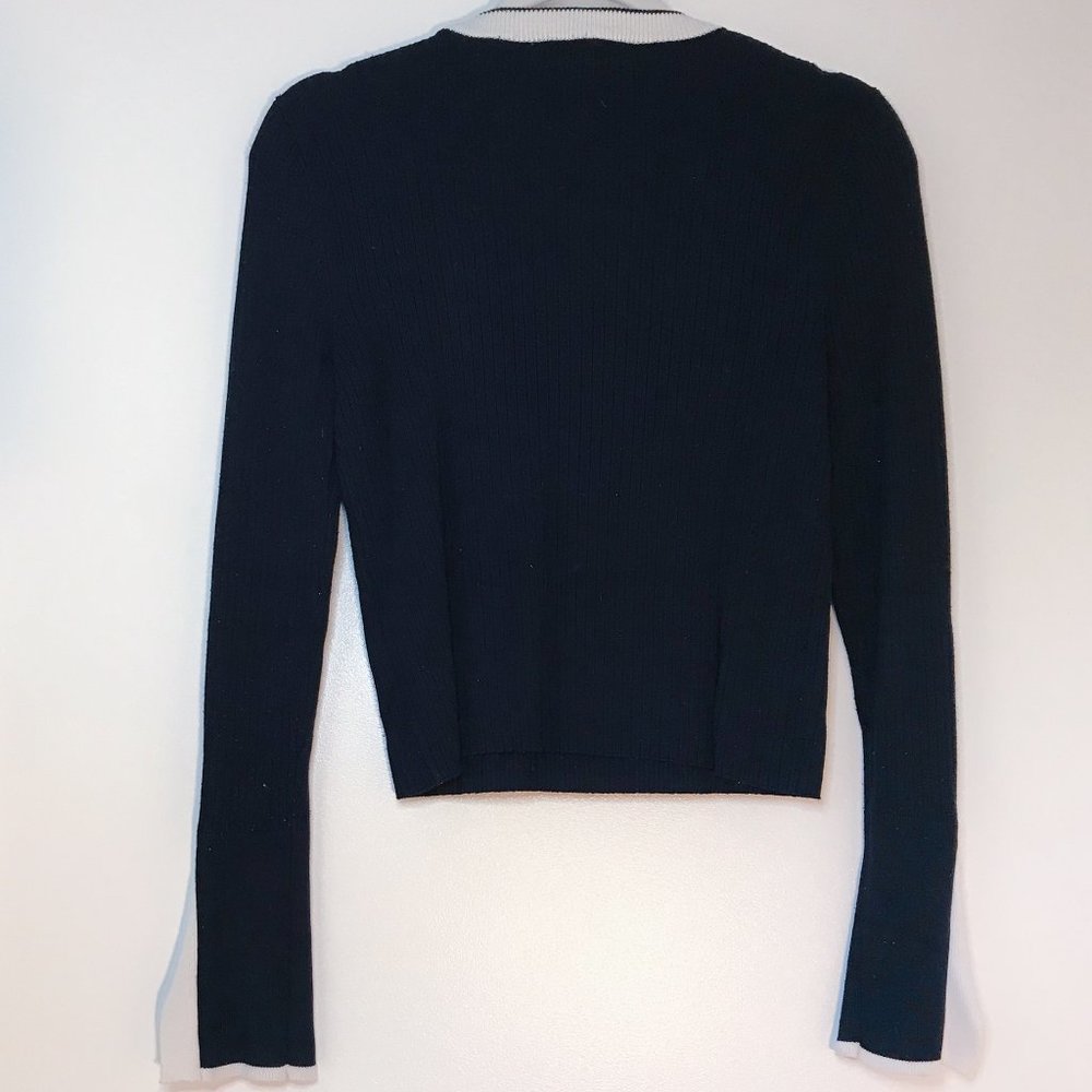 Navy Ribbed Crew Knit Sweater - Picture 3 of 4